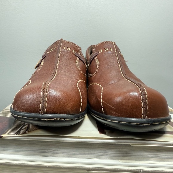 Clarks Brown Leather Women’s Loafers with Strap Detail - Picture 13 of 15